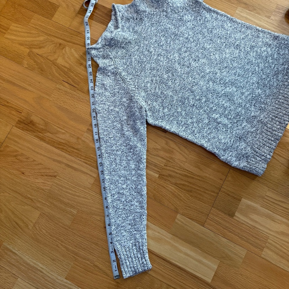 LL Bean Navy/White Marled Cotton Ragg Funnelneck Pullover Sweater‎ Size Small - Picture 8 of 10